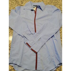 ID Homme Collection Men's Blue Button-up Long Sleeve Shirt‎ L Korea Size